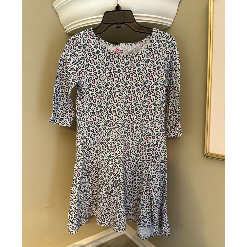 Circo L 10/12 Girls Gray Leopard Dress